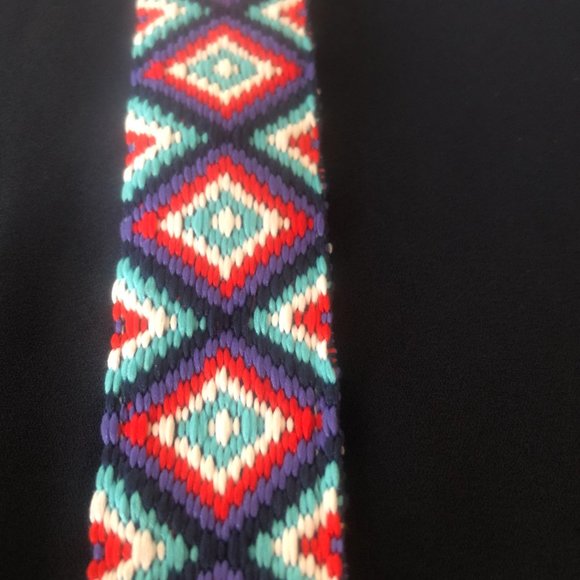 Navy Spaghetti Strap Flowy Top w/Braided Trim Accent - Picture 5 of 6